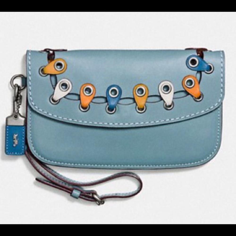 Coach clutch/wristlet in glove tanned leather